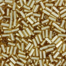 Miyuki Bugle 3mm Beads Silver lined gold BGL1-3